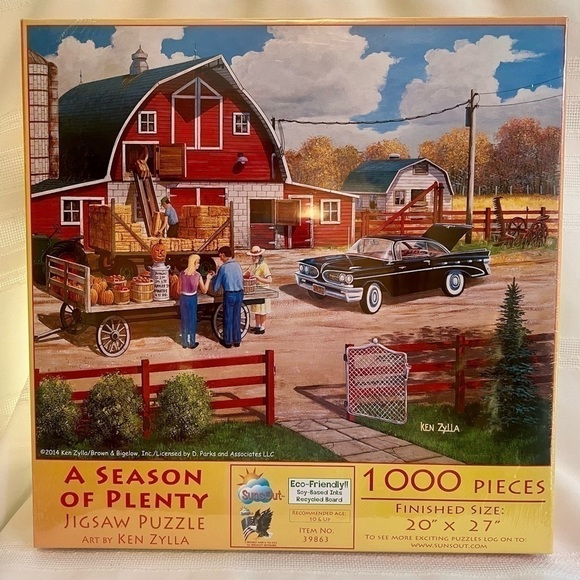 Jigsaw Puzzle A Season of Plenty 1000 Pc 20” X 27” SunsOut NEW SEALED Made in US - Picture 1 of 6